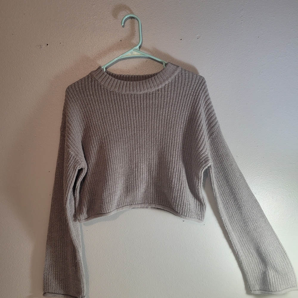 Wild Fable grey/green‎ Cropped Sweater.